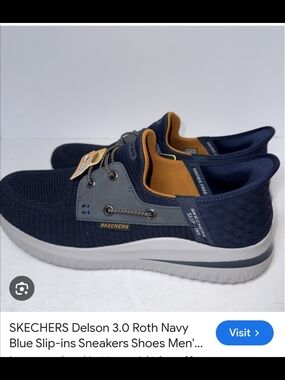 Skechers Delson 3.0 Roth Navy Blue Slip-On Sneakers for Men